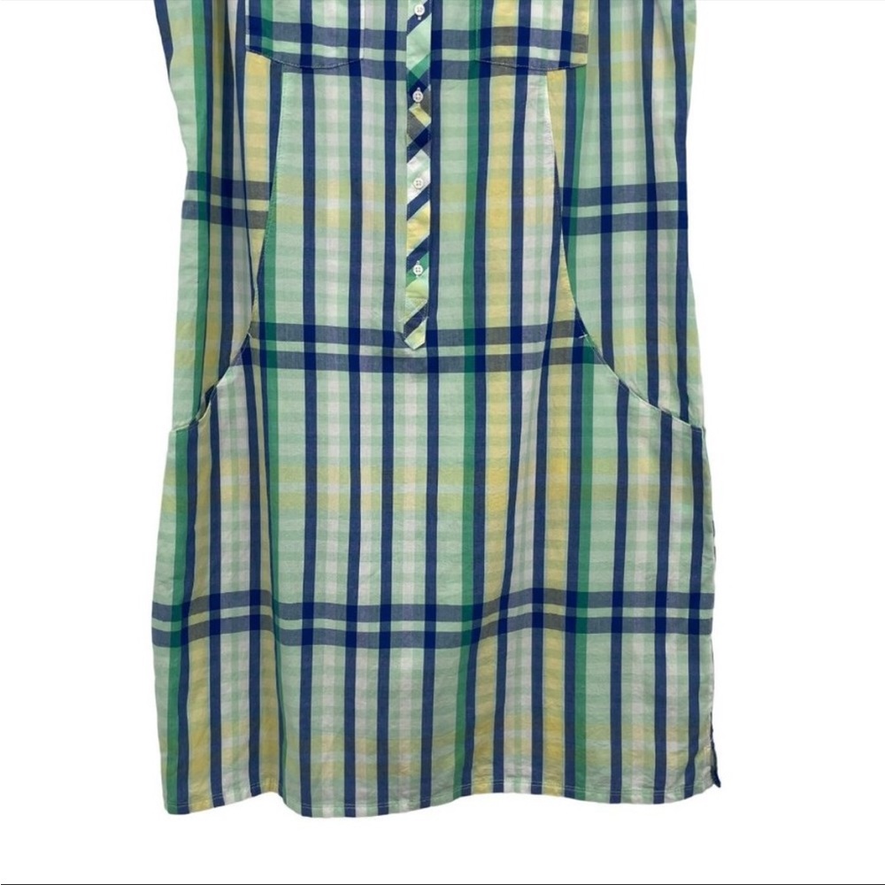 Columbia Super Bonehead SZ Large PFG Athletic Dress Green Blue Plaid Sleeveless